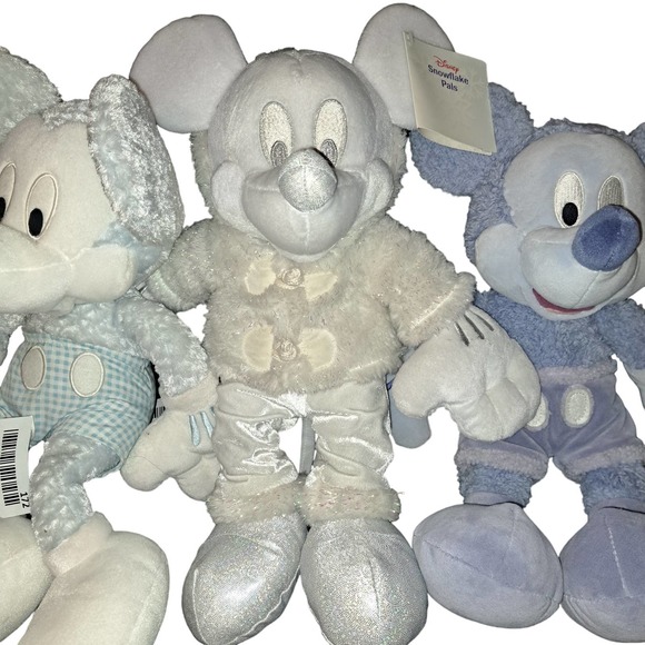THREE Plush Pastel Mickey Mouse Snowflake Pals Each 16 inches tall! - Picture 7 of 8
